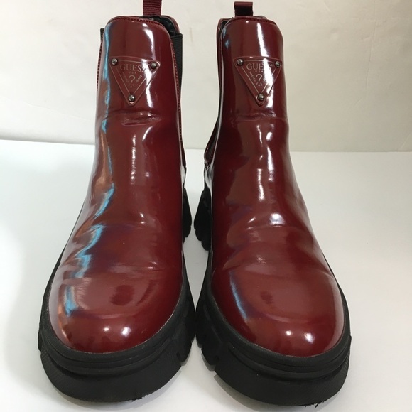Guess Hestia Chelsea Medium Red Chink Sole Platform Pull on Ankle boots - Picture 3 of 16
